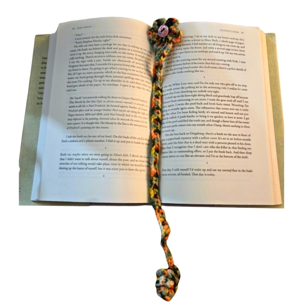 Handmade Bookmark Crochet Purse Charm Floral multicolor Zipper pull Bohemian